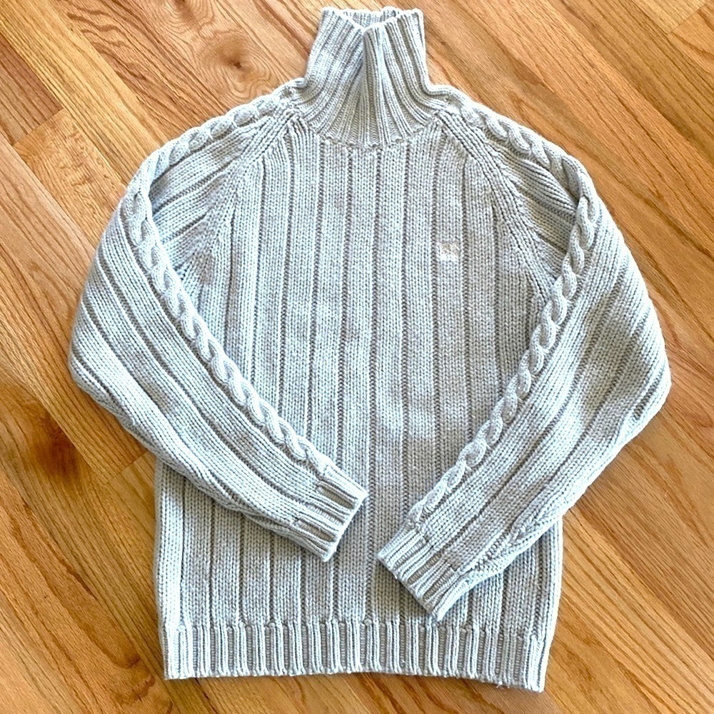 OXBOW Cable knit Wool Sweater Womens L Stone Ribbed Turtleneck quiet Luxury